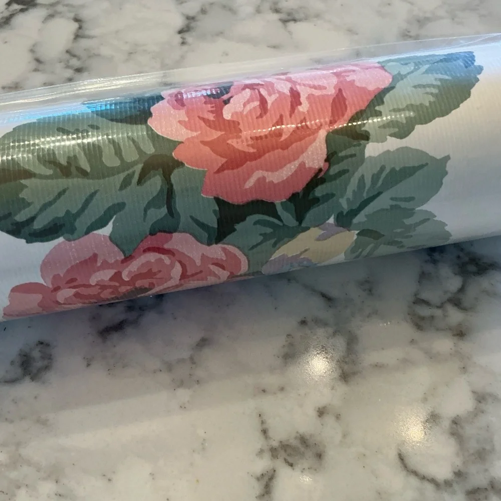 Sanderson Floral Wallpaper Roll with Pink Roses/ yellow and Green-leafs Design